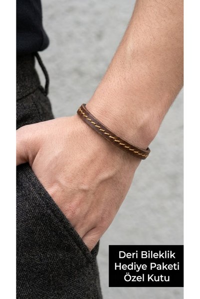 HER ŞEY NOTA www.herseynota.com Harceno Saddle Brown Leather Men's Bracelet -...