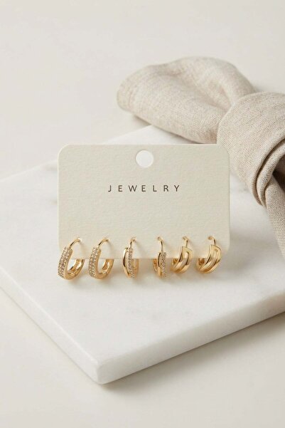 Inure Jewelry Gold Color Hoop Model 6-Piece Earring Set