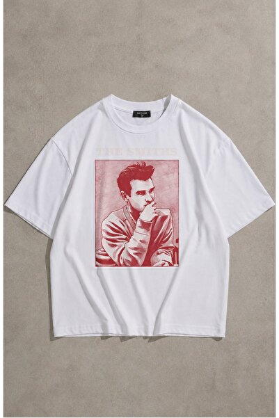Fuddy Moda Μπλουζάκι Unisex The Smiths με στάμπα και λαιμόκοψη, Υπερμεγέθη μπ...