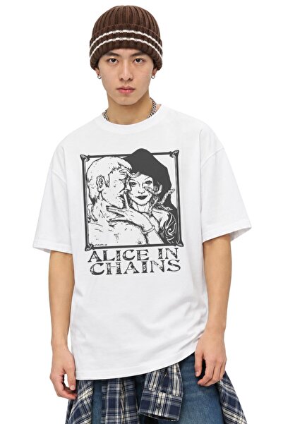 Fuddy Moda Μπλουζάκι Unisex με στάμπα Alice in Chains, Υπερμεγέθες μπλουζάκι ...