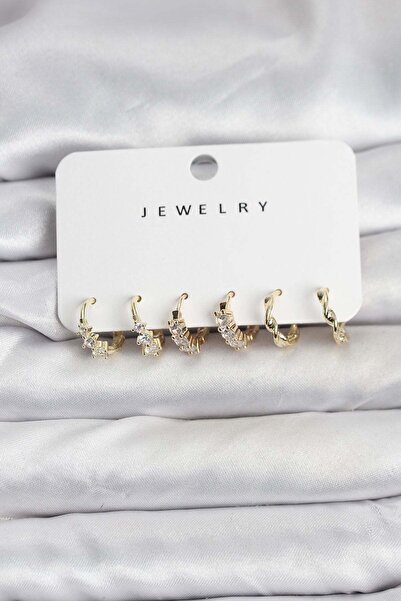 Inure Jewelry Brass Gold Color Zircon Stone Women's Earring Set