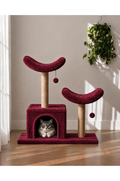 K1 Kedi Yatağı Tırmalama Kulesi Çift Yataklı Model Geniş Yuva Welsoft Kedi Dostu Kumaş Silinebilir