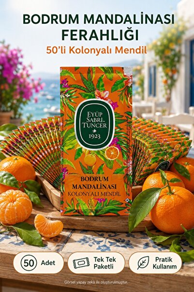 Eyüp Sabri Tuncer 50 Adet Bodrum Mandalinası Kolonyalı Mendil Tekli Paket Fer...