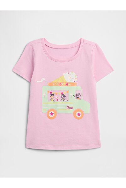 GAP Kız Bebek Açık Pembe Grafik Baskılı T-Shirt