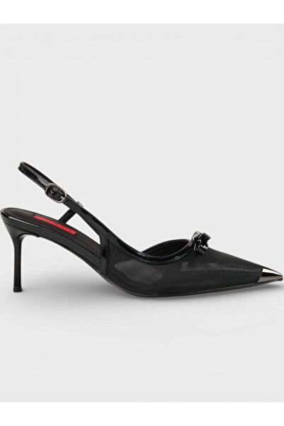 Sadık Yılmaz Women's summer 7cm thin open heeled shoes - 574 5740 - black pat...