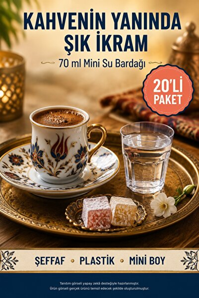 OpenCity 20'li Şeffaf Plastik Mini Bardak 70 ml Kullan At Kahve Yanı Su İkram...