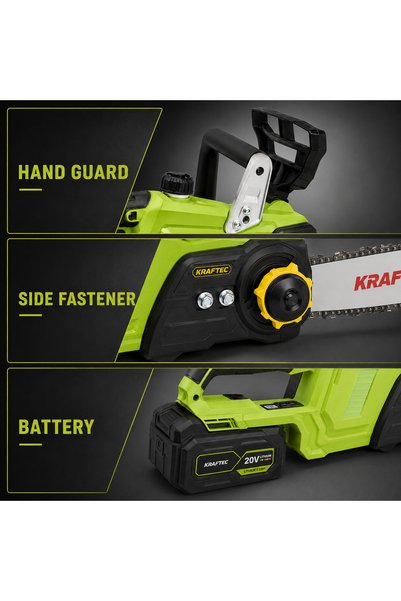 kraftech KRAFFTEC Drujbă fără fir de 16 inci, 48V 6.0Ah, fără perii, cu 2 baterii și încărcător