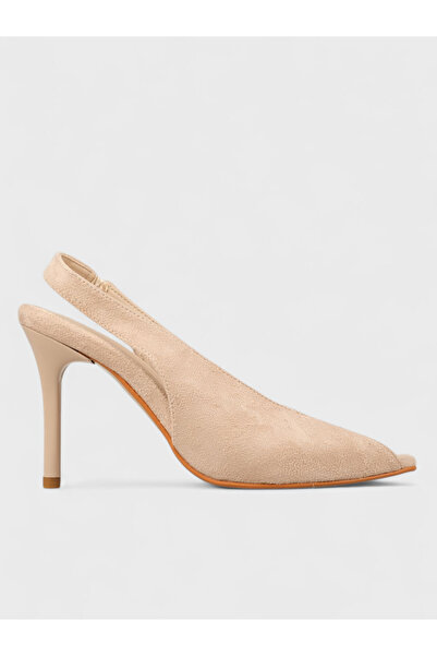 Sadık Yılmaz Women's Summer 11cm Thin Open Heeled Shoes - 230 3191 - Beige Suede