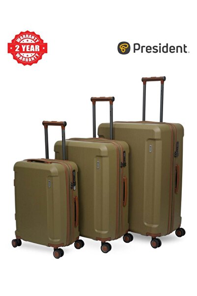 President Premium 3 Piece Luggage Sets with PP Hardshell (20"24"28 ) 3553-KHAKI
