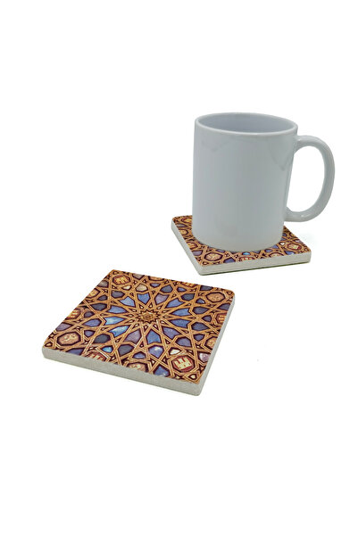 Sadrazam Pattern Printed Natural Stone Coaster from El Hamra Palace 10X10 Kd-108