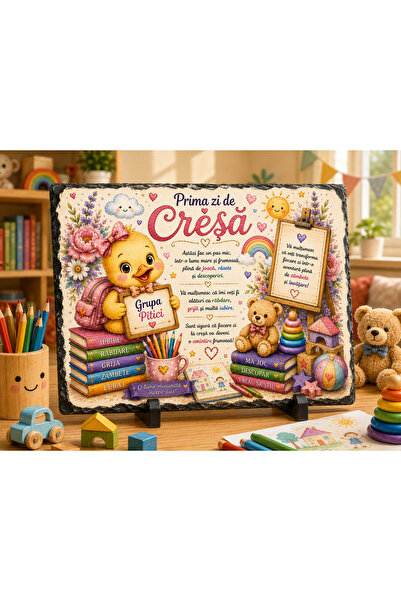 hiperborea Placă ardezie - Cadou pentru doamna educatoare - Prima Zi de Creșă...