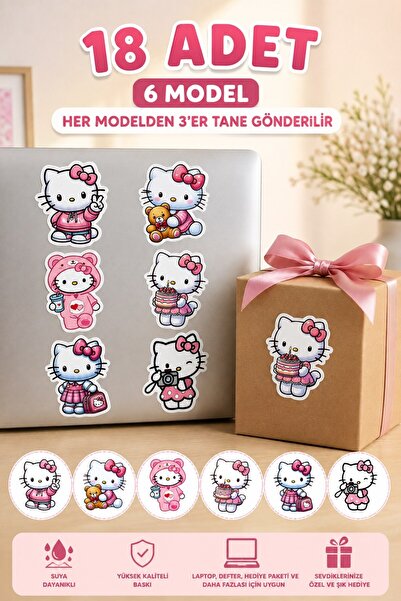 Emtory Home Hello Kitty Sticker - Laptop Sticker - Araba Motorsiklet Paketlem...