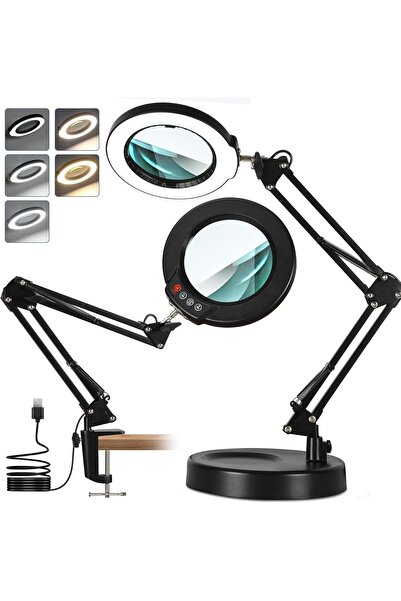 Thierry Magnier 12 x Magnifying Glass with Light and Stand, Real Glass Lens, ...