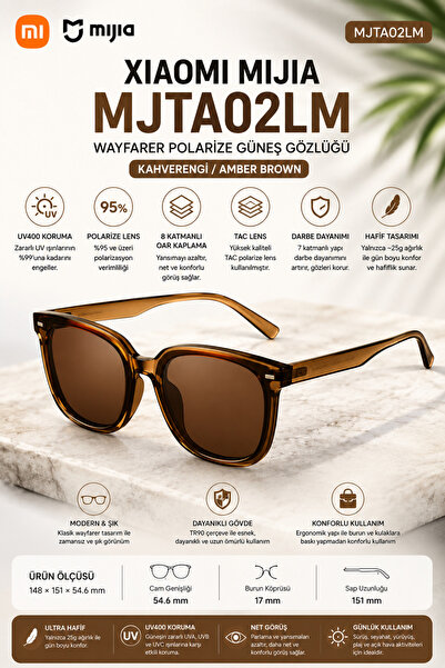 Xiaomi Mijia Wayfarer Polarize 8 Katmanlı OAR Kaplama Unisex Güneş Gözlüğü TA...