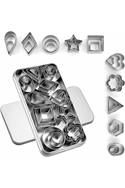 Morvena Picks Set de 30 de mini decupatoare de prăjituri cu cutie, forme geom...