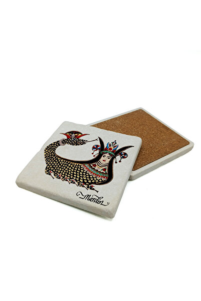Sadrazam Mardin Şahmeran Printed Natural Stone Coaster 10X10 1G-Ş4M
