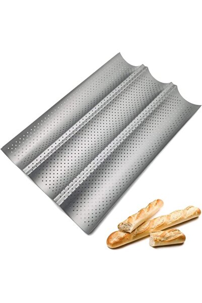 Morvena Picks Tavă perforată antiaderentă pentru copt baghete, 38 cm - 3 rânduri
