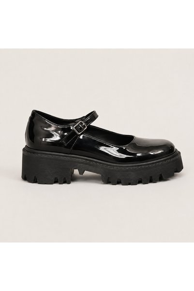 BEEKAMI Maren Patent Leather Buckle Thick Sole Women's Mary Jane Shoes Black