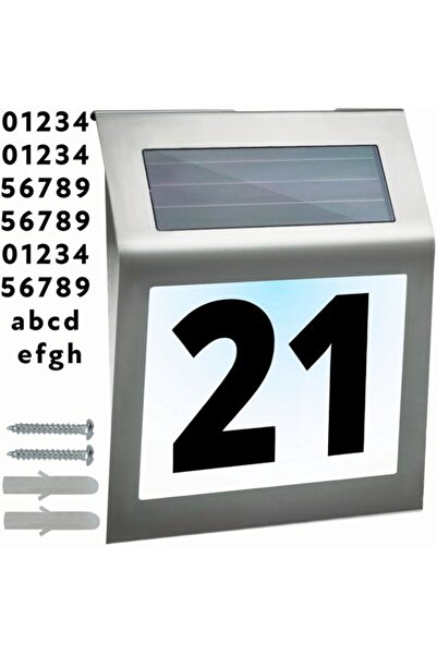 Morvena Picks Placă cu numărul casei din oțel inoxidabil, alimentată solar, c...