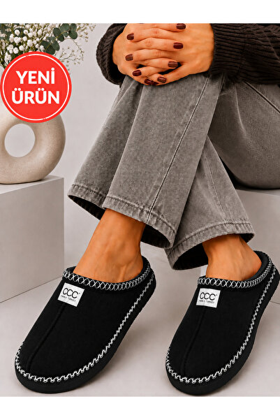 STOCON Lora Women's Suede Textured Fur Lined Embroidery Detailed Warm Soft So...