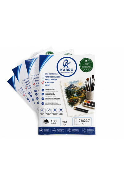 kabro A4 220 Gr 100 Sheets American Bristol Painting and Drawing Paper