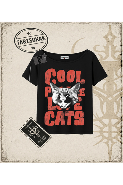 Tarzsokak Gothic & Grunge STREETWEAR COOL CATS Majica sa lađastim izrezom