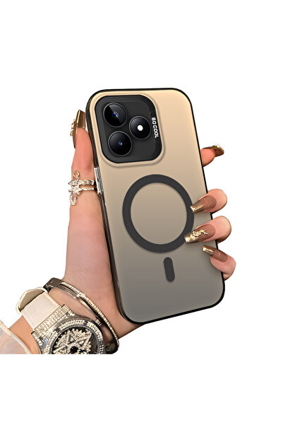 PATTERNOVA Realme C51/C53 Uyumlu Minimal Şık Düz Desen Telefon Kılıfı, Şok Ko...