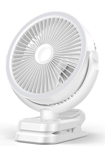 Morvena Picks Ventilator cu clemă reîncărcabil, alb, de 8 inch - Baterie de 1...