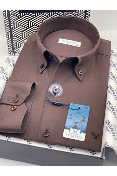 Fitmens Slim Fit Long Sleeve Cotton Gift Boxed Easy-Iron Men's Shirt Fs-002225 - Dark Brown
