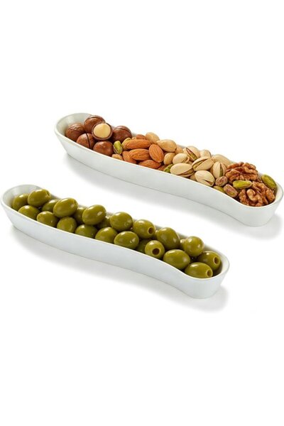 Morvena Picks Set de 2 platouri pentru măsline, platouri ceramice de 30 cm, p...