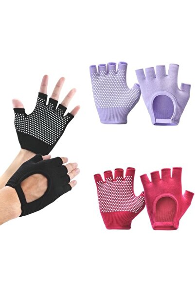 Morvena Picks Set de 3 perechi de mănuși de yoga antiderapante - Fără degete/...