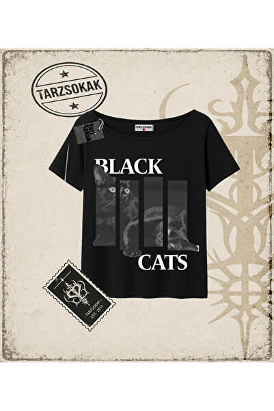 Tarzsokak Gothic & Grunge STREETWEAR BLACK CATS majica sa lađastim izrezom