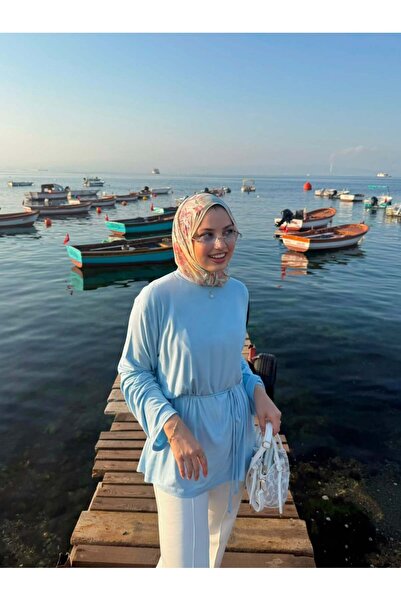 TUBİA Women's Blue Color Tie-Dye Long Sleeve T-Shirt