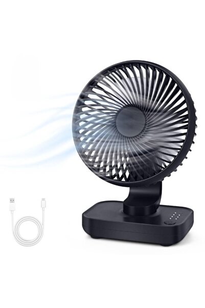 Morvena Picks Stille USB Bureauventilator - 4000mAh & 4 Snelheden - Mini Opla...
