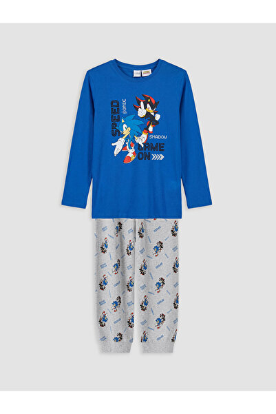 LC Waikiki Sonic Printed Crew Neck Boys Pajama Set