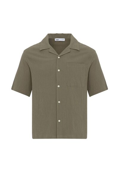 S13 Store Pocket detailed short sleeve oversize linen shirt