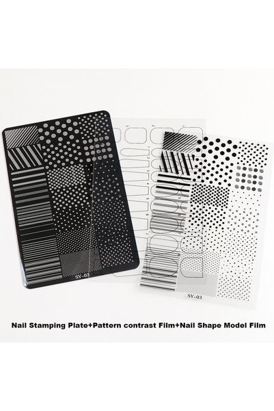 Choice SY-03 3pcs/Set Cute Polka Dot Line Nail Stamping Plate Mini Star Geome...