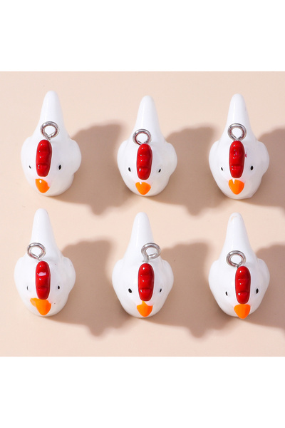 Choice8 style 10pcs Lovely Imitation Resin 3D Chicken Charms Kawaii Cock Pend...