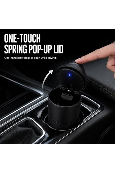 Generic Brand Portable car ashtray, car ashtray with lid, compact ash container, easy to clean, suitable for car cup holders, and applicable to cars, homes, and offices.