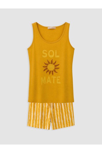 LC Waikiki Set de pijamale scurte galbene de damă