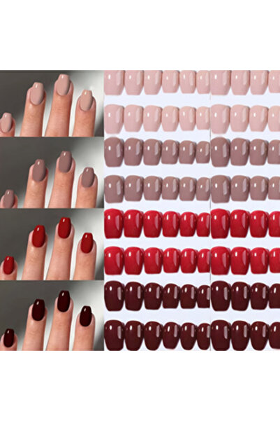 Choice9 Khaki 96PCS Medium Coffin Fake Nails With 3d Bow Pendant Design, Hear...