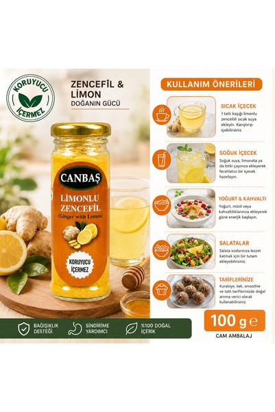 CANBAŞ TARIM Limonlu Zencefil Cam Şişe 100 Gr