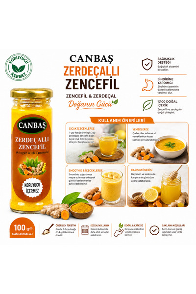 CANBAŞ TARIM Zerdaçallı Zencefil Cam Şişe 100 Gr