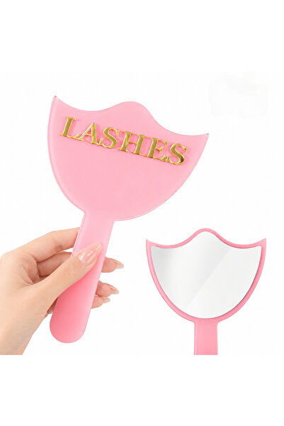 Choice1 Pink HD Glass Lash Extension Mirror with Handle, Precision Makeup Mir...