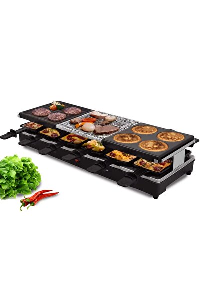 Syntrox Raclette ızgara Oberwil bölünmüş plakalı, masa ızgarası, 12 kişilik p...