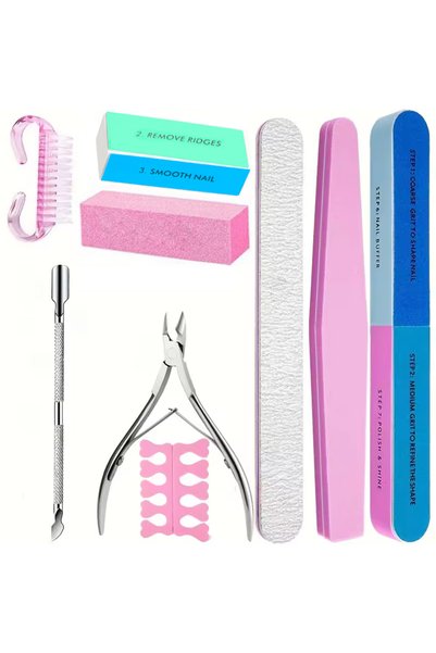 Choice1 DUTRIEUX 10Pcs 10/15Pcs Professional Nail Art Kit with 100/180 Grit F...