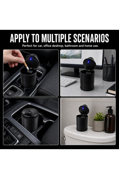 Generic Brand Portable car ashtray, car ashtray with lid, compact ash container, easy to clean, suitable for car cup holders, and applicable to cars, homes, and offices.