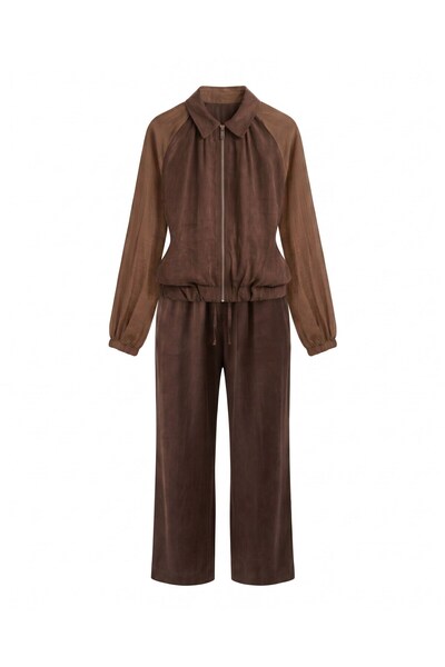 Bade Butik Coffee Garnished Bomber Pants Set