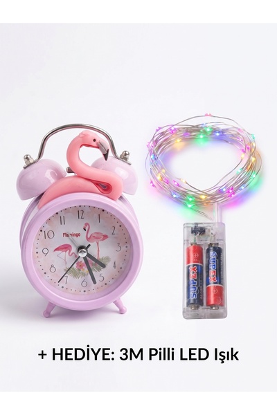 ucuzalalım Flamingo Çalar Saat 3M Pilli LED Hediyeli Masa Saati Gece Lambası ...