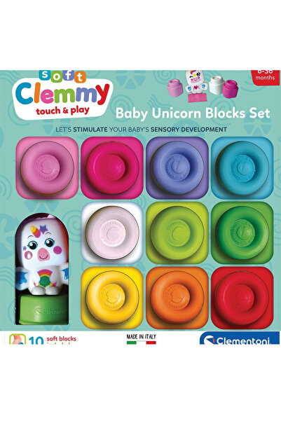 As Soft Clemmy Σετ 10 Μαλακά Τουβλάκια & Φιγουράκι Μονόκερος Για 6M+